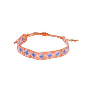 bracelet perles tissées orange bleu