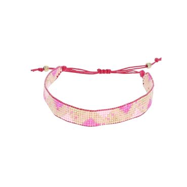 Bracelet en perles tissées miyuki rose doré