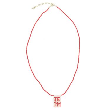 collier perles tissées Je t'm