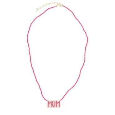 collier perles tissées MUM rose