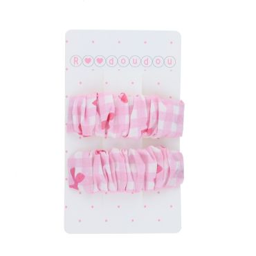 lot 2 barrettes vichy rose