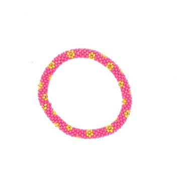 bracelet élastique népalais rose