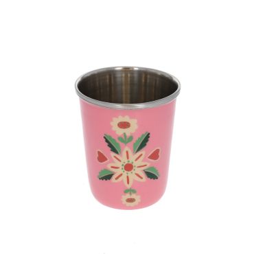 verre en métal rose et fleur paraty