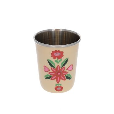 Verre en métal beige et fleurs - Paraty