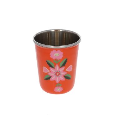 verre en métal fleurs orange