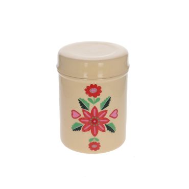 boite en métal fleurs beige