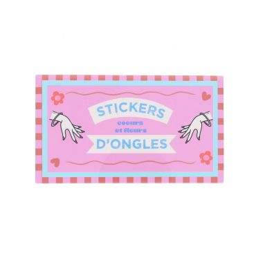 Set de 4 planches de stickers pour ongles fleurs et coeurs