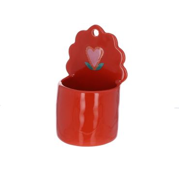 Pot en céramique rouge coeur Paraty