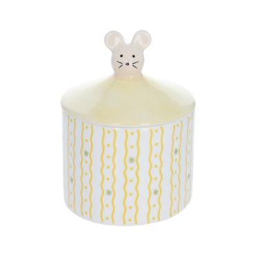 Boîte en céramique rayée jaune - Petites Souris