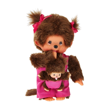peluche kiki le singe maman rose