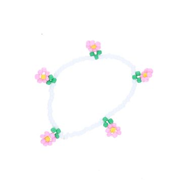 bracelet perles fleurs roses club soleil