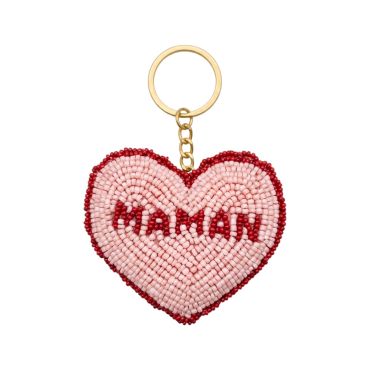 porte-clés coeur en perles maman