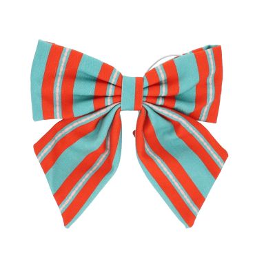 Grande barrette nœud rayée vert et rouge Paraty