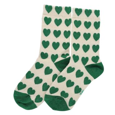 chaussettes femme coeurs verts