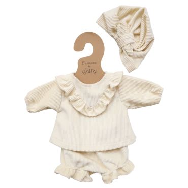 tenue de poupée rosie velours écru
