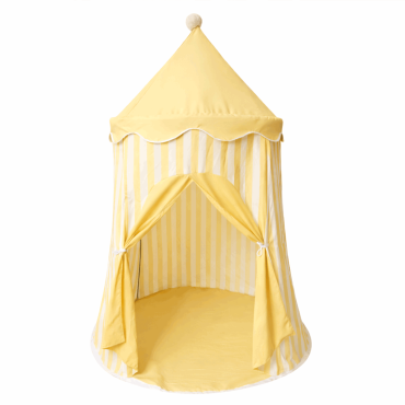 Tipi enfant rayures blanc jaune chapiteau