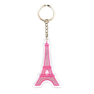 Porte-clés tour eiffel à paillettes rose Paris