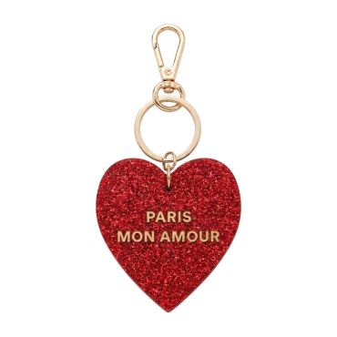 porte-clés coeur rouge à paillettes Paris mon amour