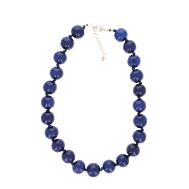 Collier de perles en résine bleu marine