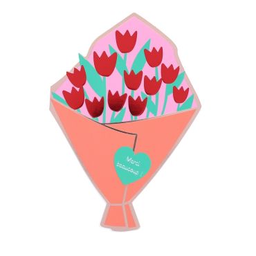 carte de voeux bouquet fleurs maitresse