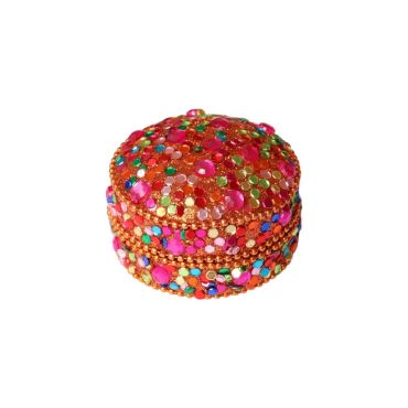boite indienne ronde multicolore