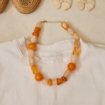 collier de perles orange femme