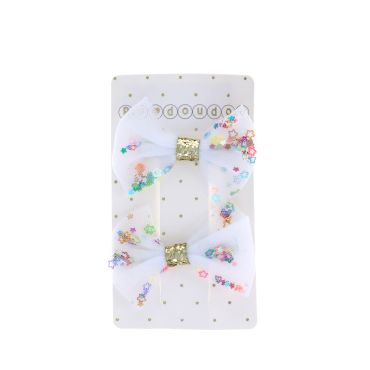 Lot de 2 barrettes noeud étoiles multicolores