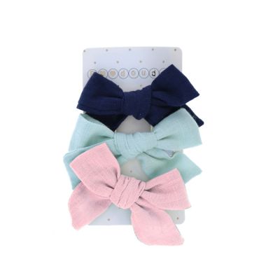 Lot de 3 barrettes bleu et rose