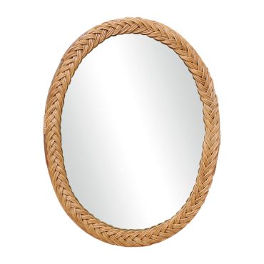 Miroir en rotin tressé