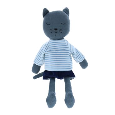 Peluche chat en tissu marinière