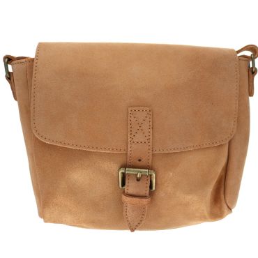 Sacoche en cuir camel pailleté