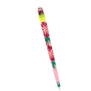 Stylo matriochka en bois peint