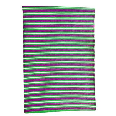 tapis d'extérieur à rayures vert et violet