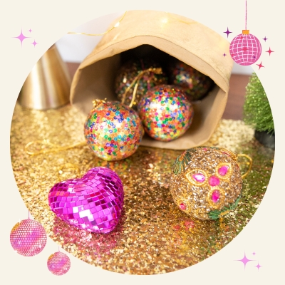 Collectionnez les boules de Noël disco Nos boules de Noël disco !